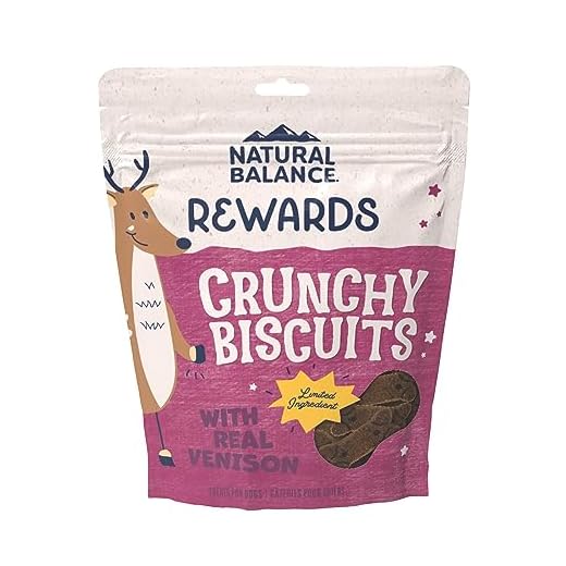 Natural Balance Limited Ingredient Rewards Crunchy Biscuits, Grain-Free Dog Treats for Adult Dogs of All Breeds, Venison Recipe, 14 Ounce (Pack of 1)