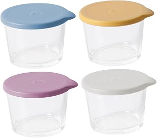 PRETYZOOM 4pcs Airtight Glass Food Storage Containers Multi-color Snack Boxes for Jam Butter Fruit Yogurt Refrigerated Holder Multifunctional Kitchen Organizer