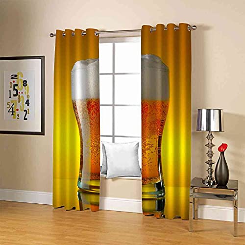 Rideau occultant à oeillets polyester jaune 264x160 cm - 5