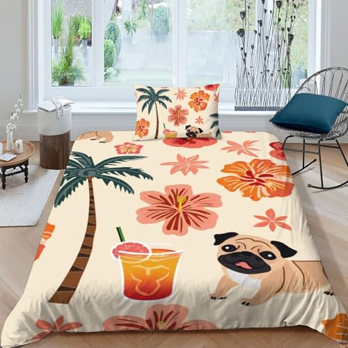 Housse de couette carlin 135x200 parure de lit fleurs microfibre - 3