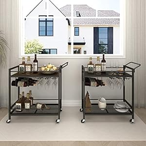 Laatooreebarcarttwocolorhomebarservingcartmobiledrinkbeveragecartwith2storageshelvesrollingkitchencartwithwineandglassholderfordinningroomlivingroomkitchen  Urban Country Home Decor Laatooree bar cart two color home bar serving cart mobile drink beverage cart with 2 storage shelves rolling kitchen cart with wine and glass holder for dinning room living room kitchen  urban country home decor