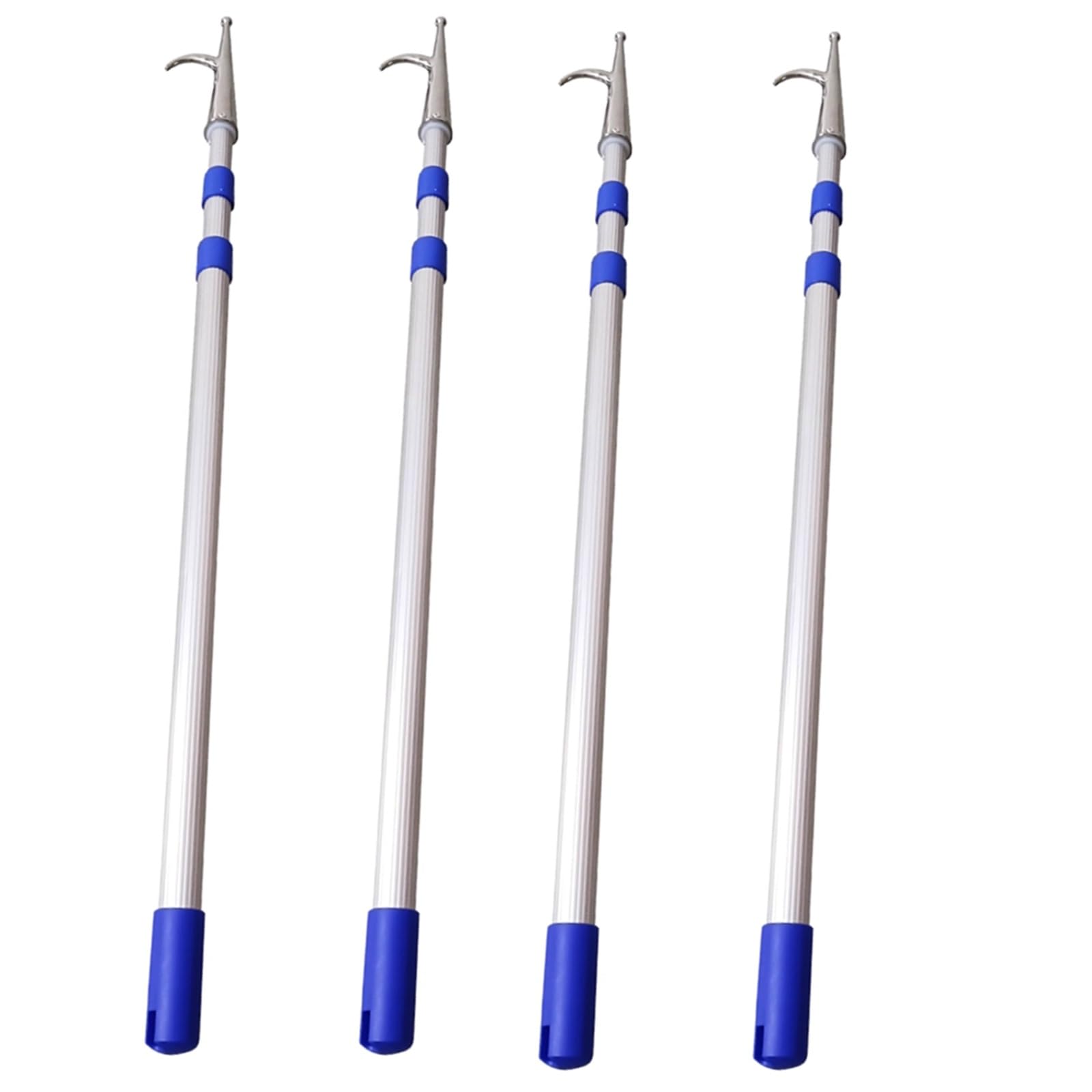 Palo di Salvataggio, Set di 4 Pali telescopici con Gancio per Barca, Pali di Salvataggio Portatili per Barche a Vela e Yacht, Pali di ormeggio Antiscivolo, Regolabili da 4 m a 1,65 m (13,1-5