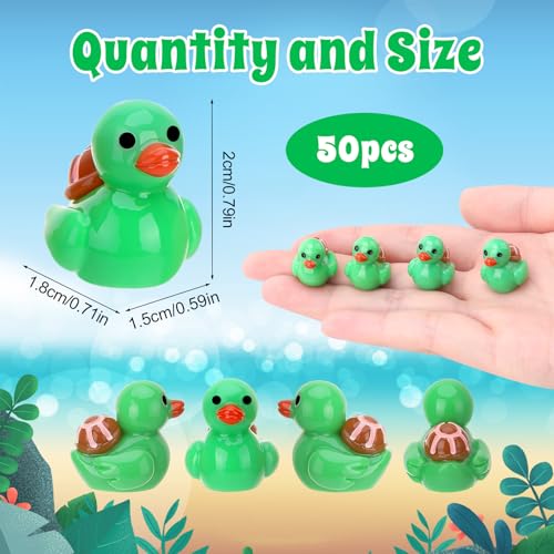 Image of 50 Pcs Turtle Ducks Toy Figures, Mini Turtle Resin Ducks Bulk, Tiny Turtle Figurine Dress up Duck Toy for Party Favors (Turtle)