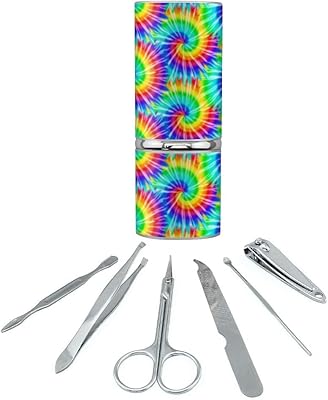 Tie Dye Pattern Stainless Steel Manicure Pedicure Grooming Beauty Care Travel Kit