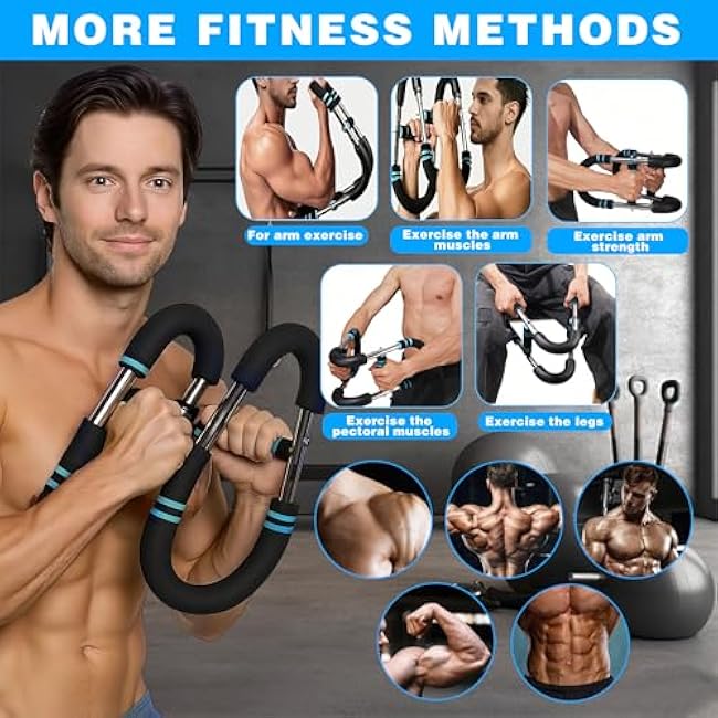 Twister Arm Trainer, 60-110lb Adjustable Chest & Arm Muscle Trainer for Men, Forearm Strengthener Shoulder Arm Exercise Equipment, Chest Workout Bar Portable Arm Exerciser for Home Fitness