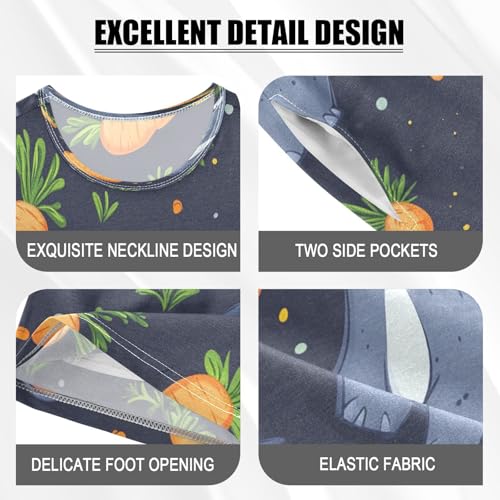 Pajama Sets Short Sleeve Cute Hippo with Carrots Soft Cotton Summer Sleepwear 2 Piece PJS Size 5-14T3