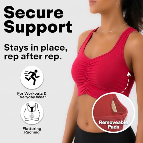 Image of POPSUGAR Sports Bras for Women - Y Back, High Neck, Strappy & Long Line Padded Racerback Bra Workout Yoga Top Racer Back Bra