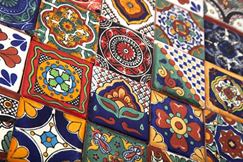 Cerames Mexikanische Keramische Fliesen Salazar - 120 dekorative mexikanische mosaik fliesen für Badezimmer, Küche, Dusche, Treppen, Küchenrückwand | Keramikmosaikfliesen 5x5 cm