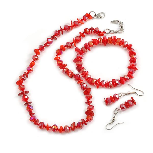 Collar de cristal rojo y pulsera flexible el regalo perfecto de joyería 2