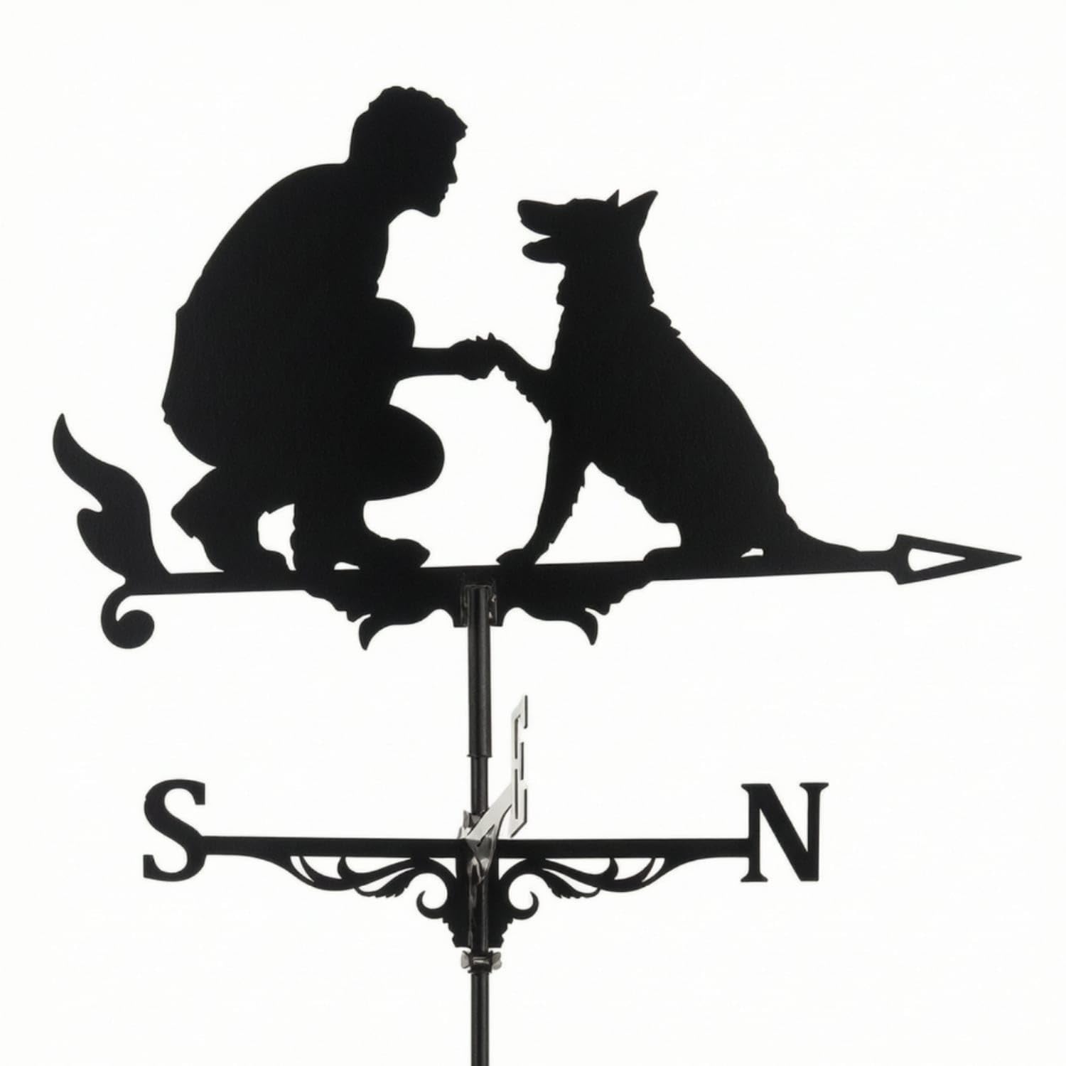 Spray Painted Finish Metal Weather Vane European Design Wind Direction Indicator Long-Lasting Garden Wind Vane Rustproof for Yard, Farmhouse, Shed, Man and Dog-image-42