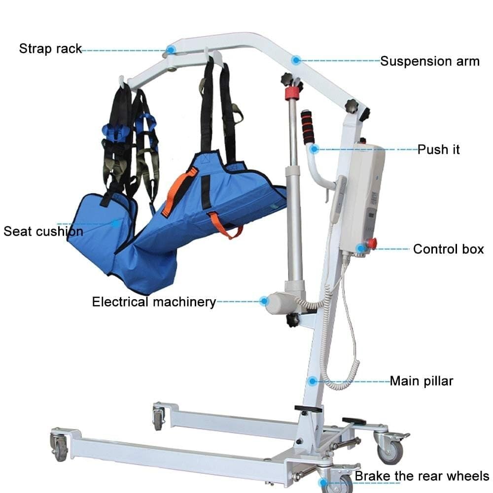 Hydrauliczna podnośnik osobowy dla seniorów z przekłutym krzesłem dla osób starszych, od łóżka do fotela, do codziennego podnoszenia i przenoszenia, nośność 400 funtów
