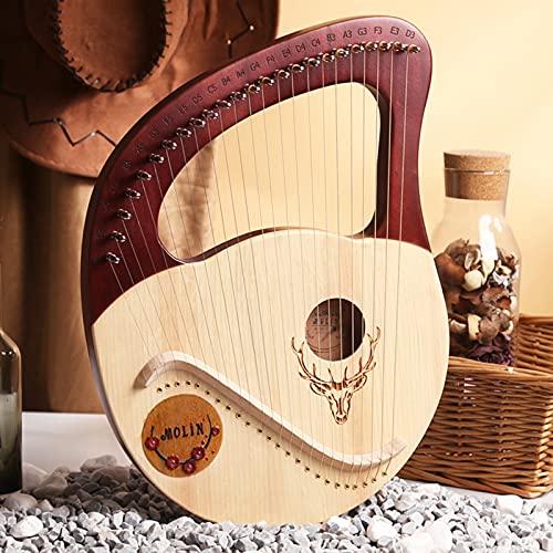 Lyre Harp 24 for Adult String Small Harp Metal Harp String Instruments Mahogany Music Instruments Lyre Harp with Tuning Wrench Black Gig Bag Best Gift for Beginners Music Lovers Beginners Kids
