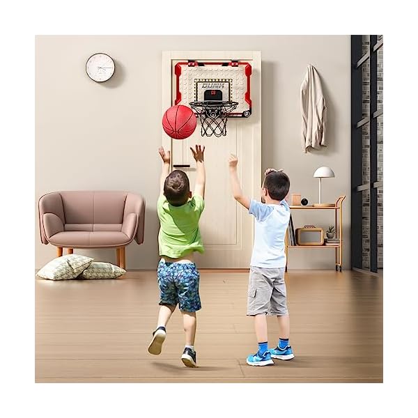 TEMI Basketball Hoop Indoor, LED Light Mini Basketball Hoop with 4