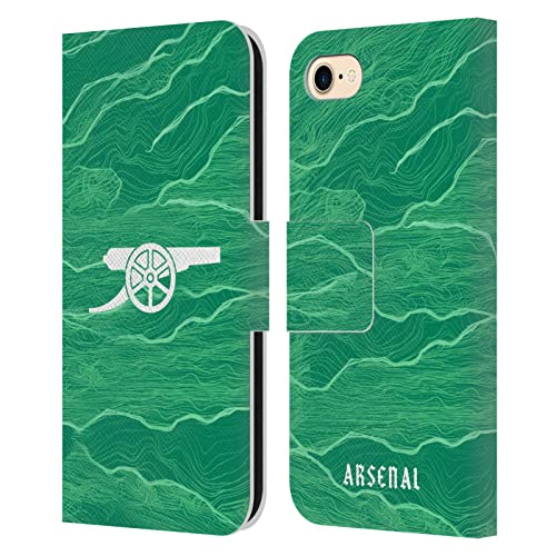 Head Case Designs Officially Licensed Arsenal FC Away Goalkeeper 2021/22 Crest Kit Leather Wallet Case Compatible with Apple iPhone 7/8 / SE 2020 & 2022