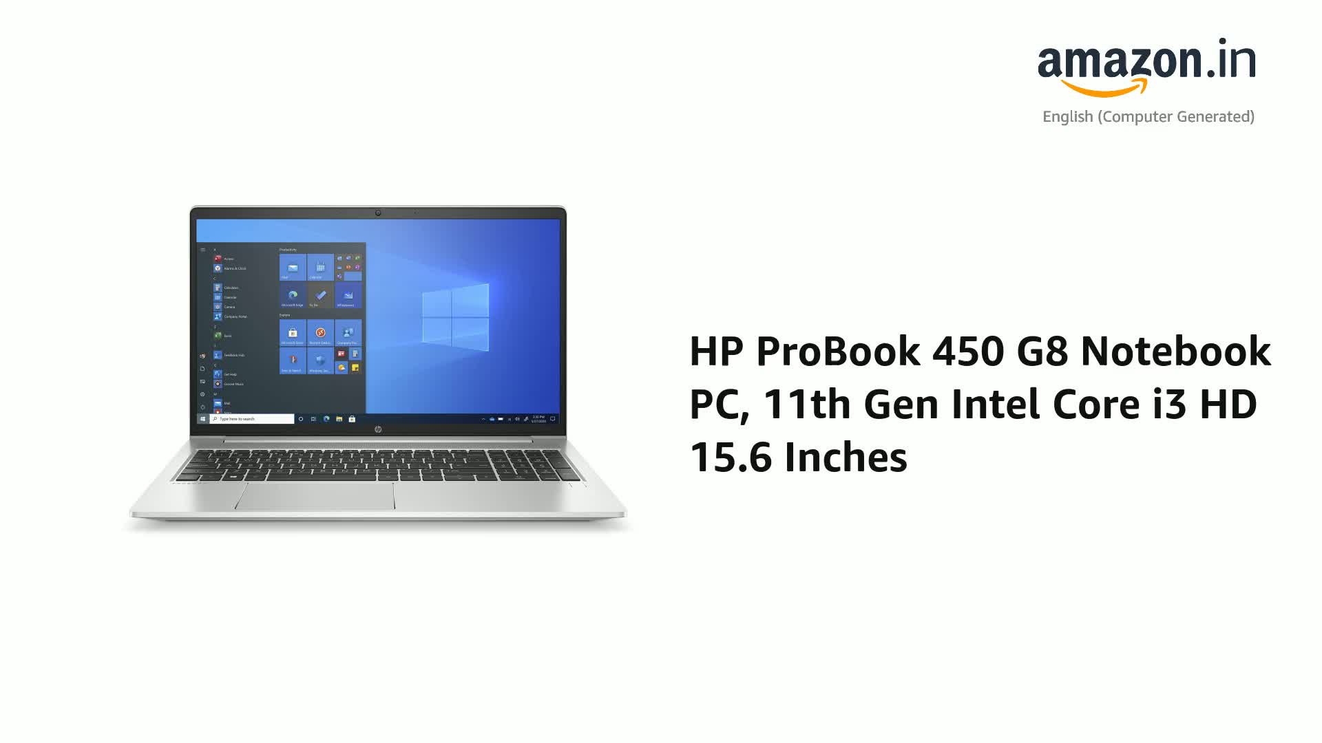 HP ProBook 450 G8 Notebook PC, 11th Gen Intel Core i3 HD 15.6