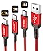 Price comparison product image USB C Cable, JSAUX (3-Pack/0.3M+1M+2M) Nylon Type C Fast Charging Charger Compatible for Samsung Galaxy S10 S9 S8 S20 A3 A5 2017 Note 10 9 8, Huawei P9 P10, Google Pixel, Sony Xperia XZ, HTC, LG Red
