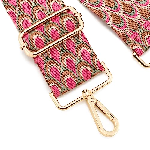 Image of Wide Shoulder Strap Adjustable Replacement Belt Guitar Style Crossbody Bag Handbag Strap Multicolor Canvas Straps(Wide:2in)(Color4)