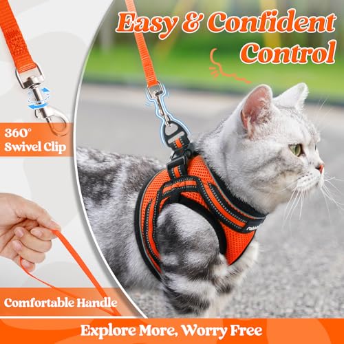 Image of rabbitgoo Cat Harness and Leash Set, Step-in Soft Vest, Orange