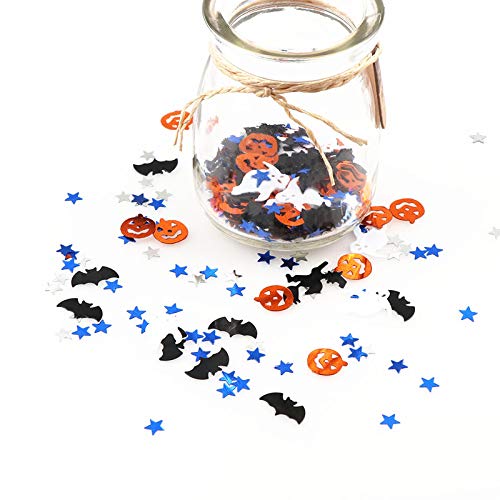 28 G Halloween-Konfetti – Mit Fledermaus, Hexe, Kürbis & Mehr, Schwarz-orange, Aus PVC, Für Partydeko