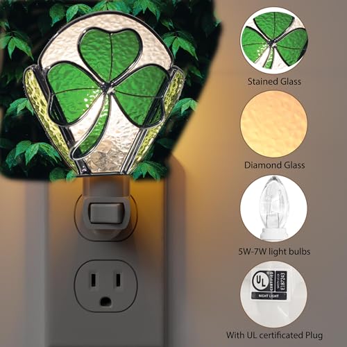 Image of KY&BOSAM Shamrock Night Light Plug into Wall, Warm White | Includes 1 Bulbs 7W, Switch-On /Off, DIY Decorative, Kids Home Decoration
