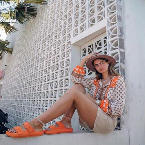Image of CUSHIONAIRE Fame Pillow Recovery Sandals for Women, Adjustable Double Buckle Waterproof EVA Cloud Slides for Women