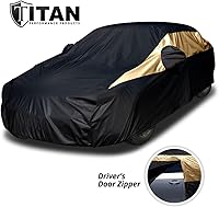 Vista 2 de Cubierta de coche Titan Jet Black Poly 210T para sedanes 186-202". Impermeable, protección UV, resistente a los rasguños, apertura con cremallera