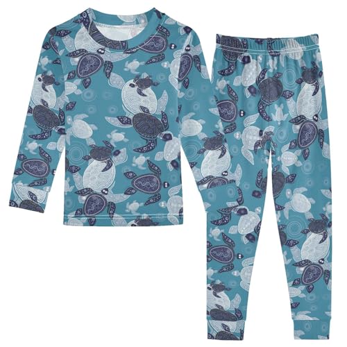 Cotton Pajamas Set 2 Piece Soft Comfy Sea Turtles Pjs Long Sleeve Lounge Sleepwear