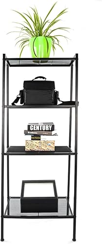 Miniatura 8 de Estantería de escalera de 4 niveles, estantería de metal, estantes modernos independientes para libros, estante abierto, organizador de