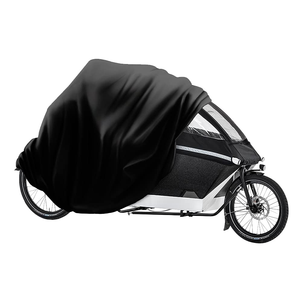 DS COVERS Cargo Fahrrad mit 2 Rädern mit Regenzelt, staubdicht, UV-beständig und frostsicher, mit Öffnungen für ein Kettenschloss, Polyester 300D