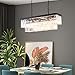 NOXARTE Modern Luxury Rectangular Crystal Chandelier with 7 Lights Hanging Ceiling Pendant Light for Dining Room L39 Inch
