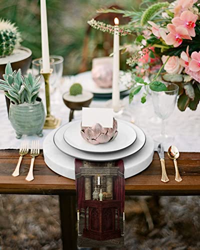 Cloth Napkin 4Pcs Gothic Mysterious Dark Room In Castle Pillars Candles Atmosphere Cotton Napkins Reusable & Soft Linen Napkins For Family Dinners Dining Cocktail Parties Wedding And Everyday Use #TOP3