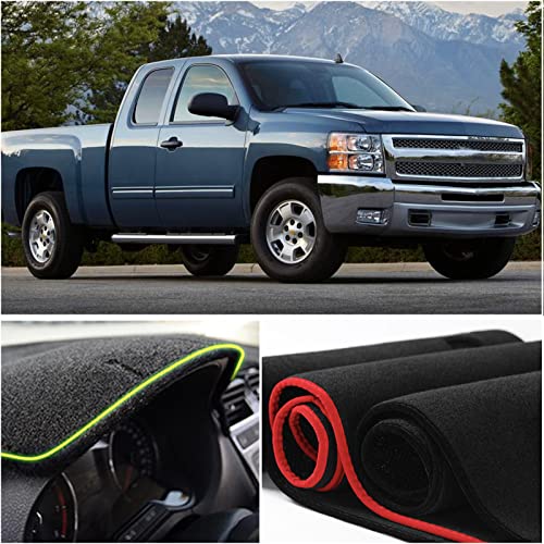 Keegtbox Dashboard Mat Cover Interior Center Console Compatible With Chevy Silverado/Gmc Sierra Truck 2007-2013 With Two Glove Boxes Dash Protection Accessories (Black Trim) #TOP3