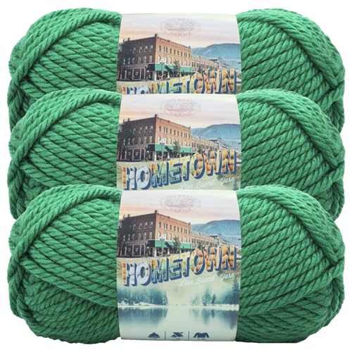 Image of Lion Brand Yarn Hometown Yarn, Super-Bulky Yarn for Knitting, Crocheting, and Crafting, 3 Pack, Green Bay | Super Bulky Acrylic Fiber for Warm Crochet Blankets, Knit Winter Hats, Chunky Cardigans, Soft Scarves, Weaving