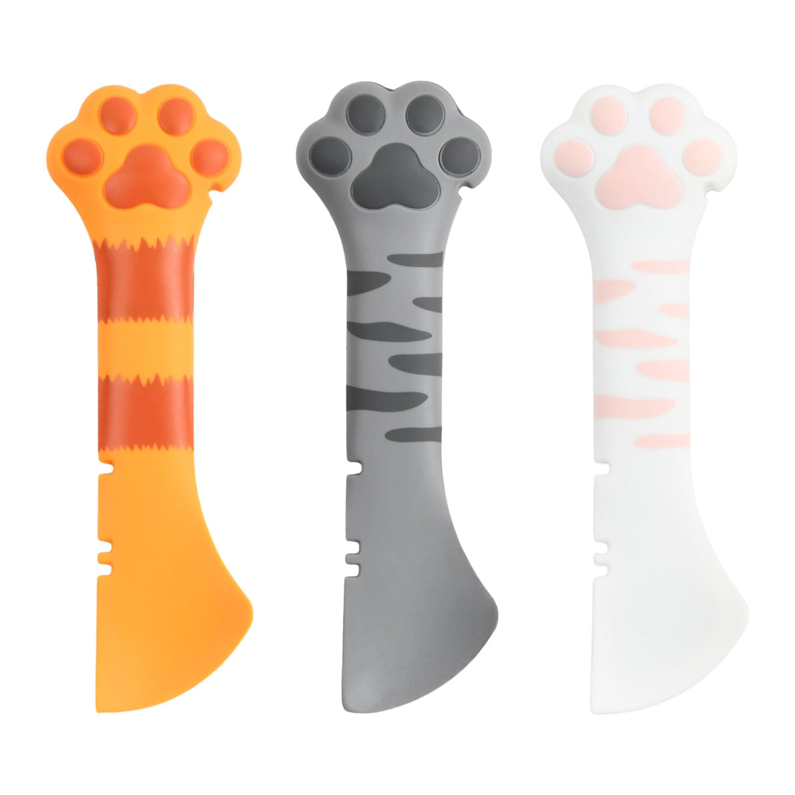 Amexo Cat Wet Food Spoon, Multi-function Small Scraper for Cat Food Cans, Silicone Pet Food Can Opener, Cute Cat paw shape Mini Spatula for Pet Easy to clean
