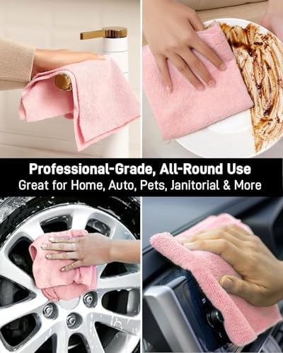 Image of 20-Count Microfiber Cleaning Cloth Multipurpose Cleaning Cloth Roll Pre-Cut Tear Away Microfiber Cleaning Cloth Roll Kitchen Cloth for Cleaning Highly Absorbent Reusable(Pack of-1) (Pink)