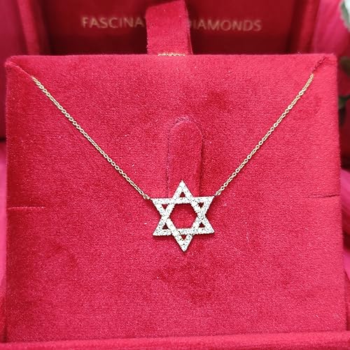 1/3 Carat 14K Gold/Silver Lab Grown Round Cut Diamond Star of David Pendant For Her Very Good Cut Lab Created Diamond Delicate Necklace With 18" Chain (F-H, SI1-SI2, 0.35 c.t.w)4