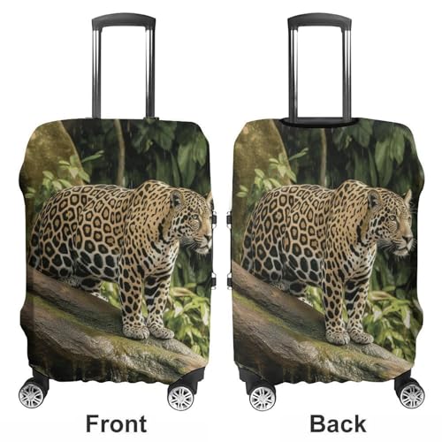 Cat on Tree Trunk Waterfall Printed Luggage Cover Protector, Fits 18-32 Inch Luggage3