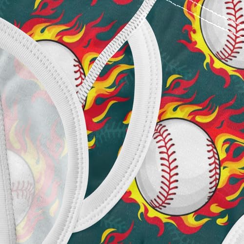 ODAWA Flaming Baseballs Boys Cotton Underwear, Tag-Free Comfort 2T Underwear 5