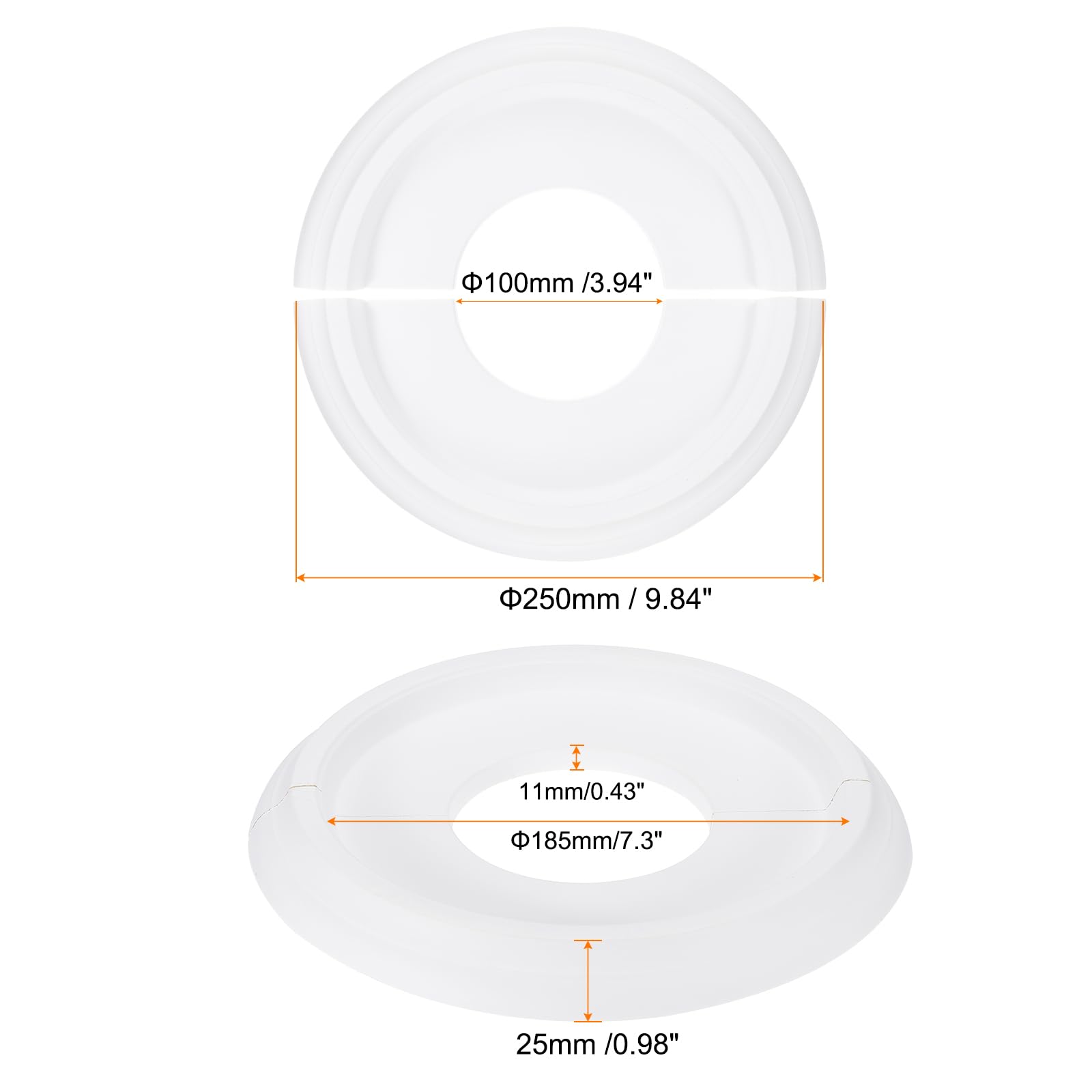 PATIKIL Medallones de Techo, 25x10cm Rosetón de Estuco de Espuma PU Placa de Cubierta Medallón de Araña para Techo Ventilador Pared Lámpara, Estilo Clásico Dividido, Blanco