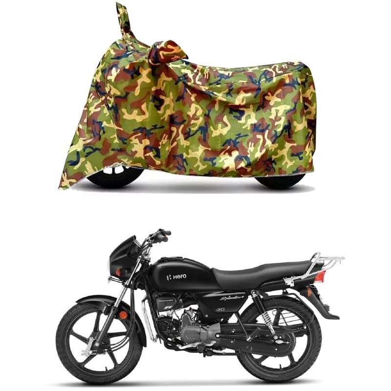 Image of Waterproof 100% PVC Coated Bike Scooty Two Wheeler Body Cover Compatible for Hero Splendor Plus BS6 /UV-Rays /Heat Protection /Birds Dropping /Scratchproof /Dust Proof [6X6 Jungle Print]
