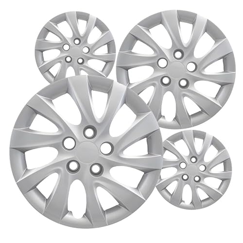 Fuel Rider 16 inch Silver ABS Hubcap Wheel Covers Compatible with 2011-2015 Hyundai Elantra (Set of 4) Wheelcovers for 16 inch Standard Steel Wheels- Auto Tire Cover Replacement Exterior Cap Cover
