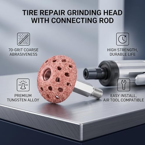 Image of Tire Buffing Wheels, 38mm Tungsten Alloy Tire Grinder Wheel with Linking Rod Tire Repair Grinding Kit