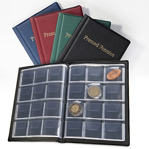 MC. Sammler Münzalbum Taschenalbum für 96 Stück Pressed Pennies - Sammelalbum für Elongated Coins, Quetschies, Presslinge, Souvenir Münzen - Grün