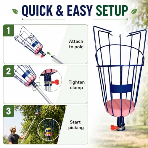 Image of Go Garden Fruit Picker Basket Big Size | Mango Plucker Heavy Duty Fruit Plucker | Apple, Lemon, Chikoo, Orange Mango Picker Tool | Easy & Safe Fruit Harvesting Basket | Garden Tool - Set of 1