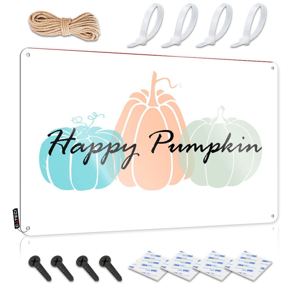 Mwfkkaddb Men's One Color Outdoor Signs And Decor Hand-Drawn Style Happy Pumpkin Tin Sign Decaor Sign Bar Wall Decor(30X40cm)
