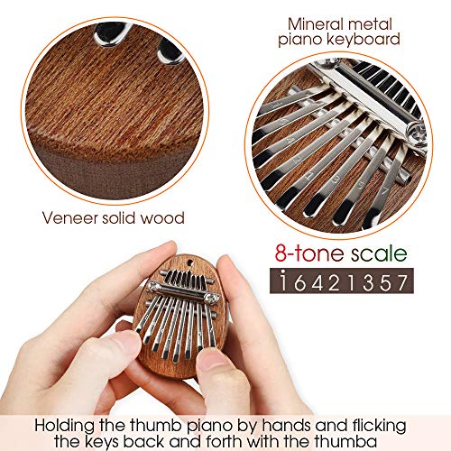 Mr.power Cute Kalimba Marimba Portable Finger Thumb Piano For Beginners (8 Keys, Natural Wood) #TOP1