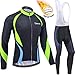 BXIO Ciclismo invernale da uomo, pile termico Abbigliamento bici Maniche lunghe e calzamaglia 201 (Winter(black,201,long bib tights), L)