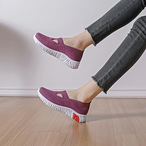 Domary Mocassins sapatos femininos deslizamento em sapatos de caminhada arco apoio oco casual confor