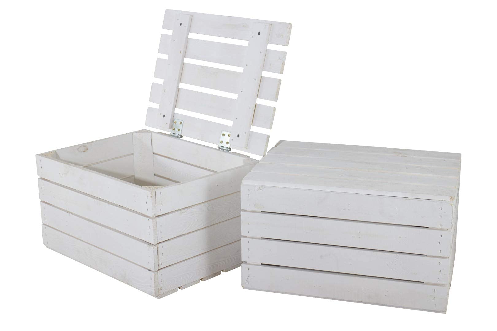Vinterior neue Holztruhe Neue weiße kleine Truhe 49cmx36cmx29cm Schatztruhe Holzbank Truhe Obstkiste Weinkiste mit Deckel Holzbox Sitzbank Holztruhe Vintage-Look