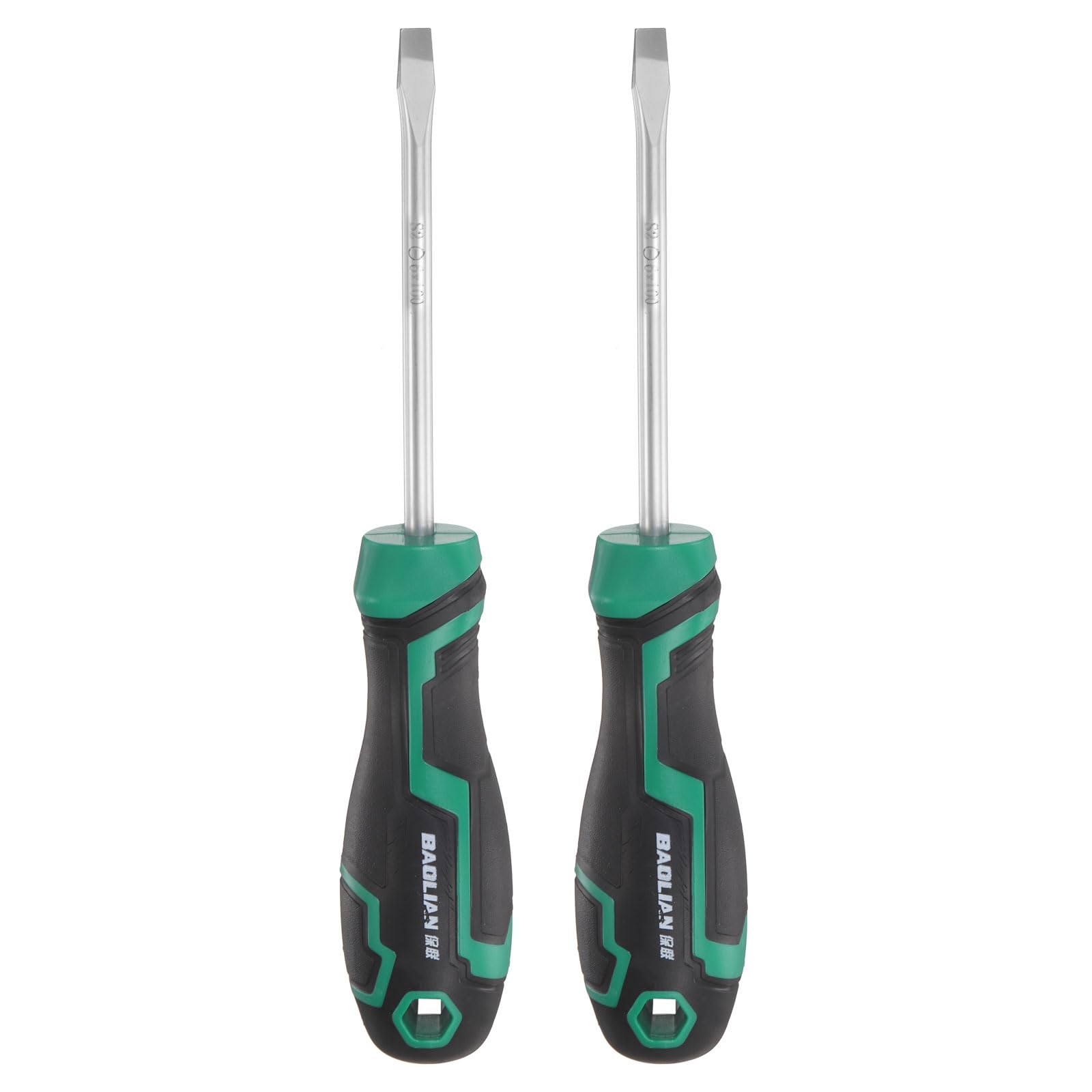 sourcing map 2pcs SL6 Flat Head Screwdriver 8.3" Length S2 Steel Magnetic Slotted Screwdrivers with Ergonomics Grip for Fastening Loosening DIY Repairing